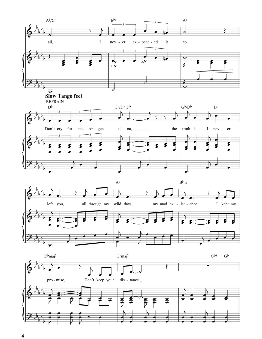 Don't Cry For Me Argentina Piano, Vocal, Guitar scores gallery preview page 4
