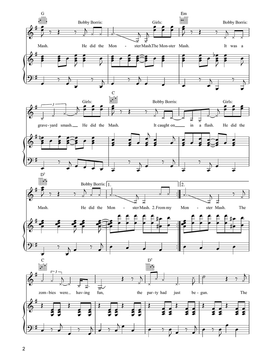 Monster Mash Monster Mash Piano, Vocal, Guitar scores gallery preview page 2
