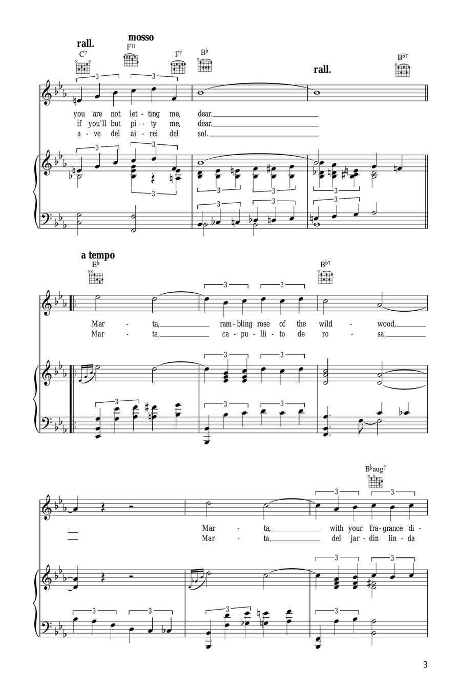 Marta (Rambling Rose Of The Wildwood) Piano, Vocal, Guitar scores gallery preview page 3