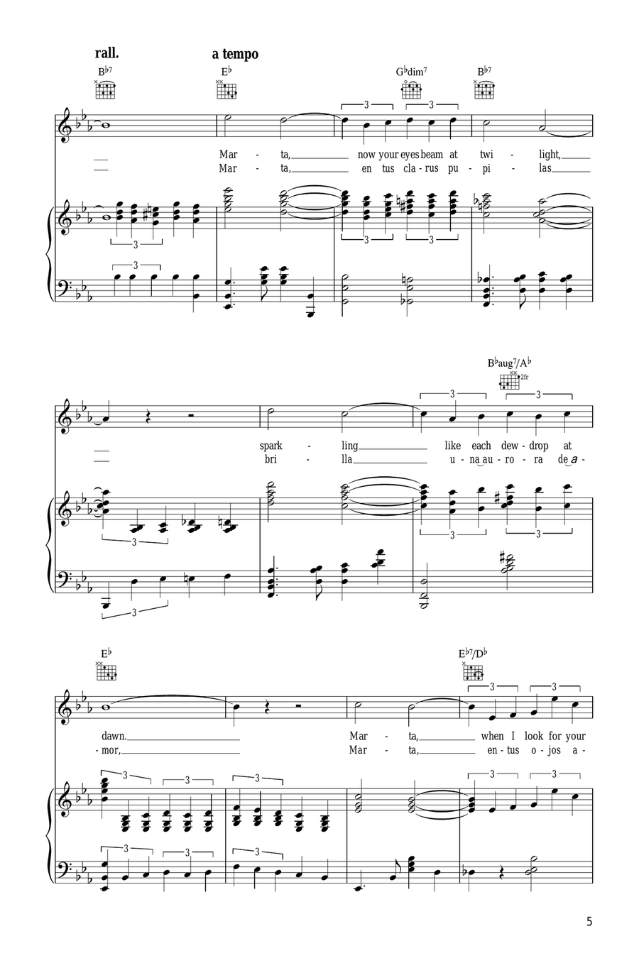 Marta (Rambling Rose Of The Wildwood) Piano, Vocal, Guitar scores gallery preview page 5
