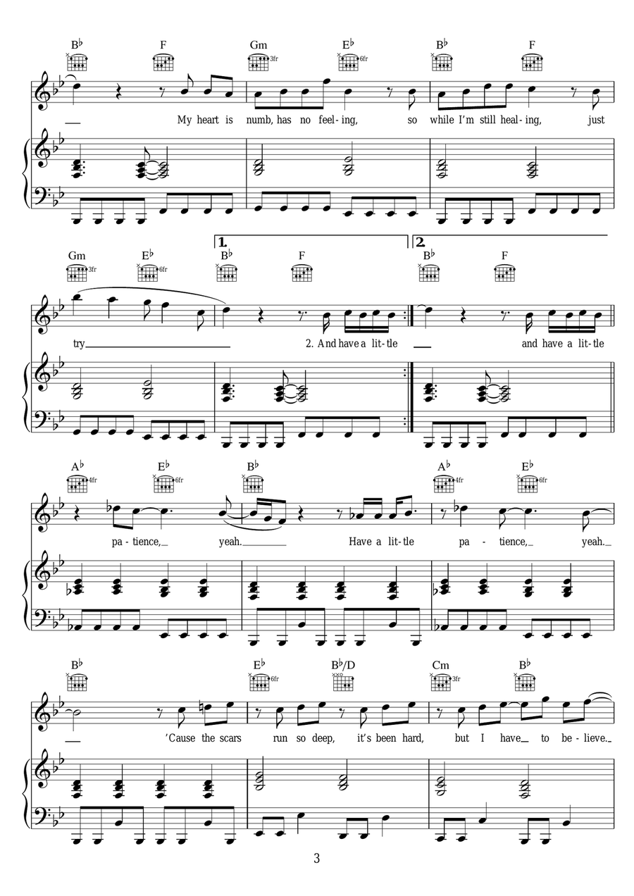 Patience Patience Piano, Vocal, Guitar scores gallery preview page 3