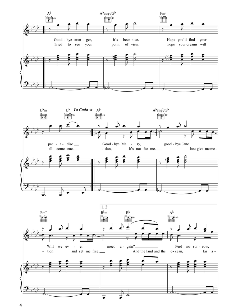Goodbye Stranger Goodbye Stranger Piano, Vocal, Guitar scores gallery preview page 4
