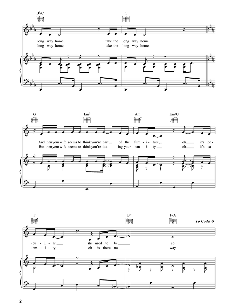 Take The Long Way Home Take The Long Way Home Piano, Vocal, Guitar scores gallery preview page 2