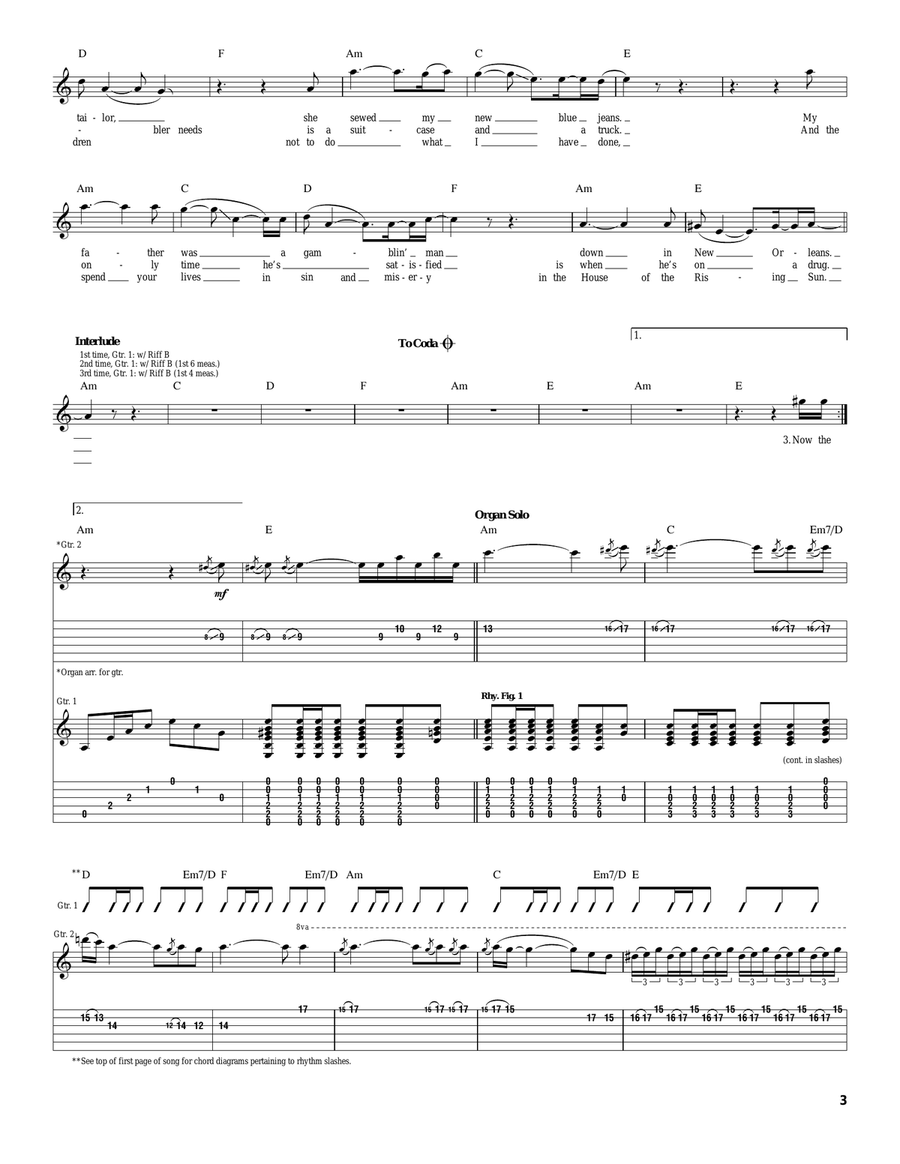The House Of The Rising Sun Acoustic Guitar scores gallery preview page 3