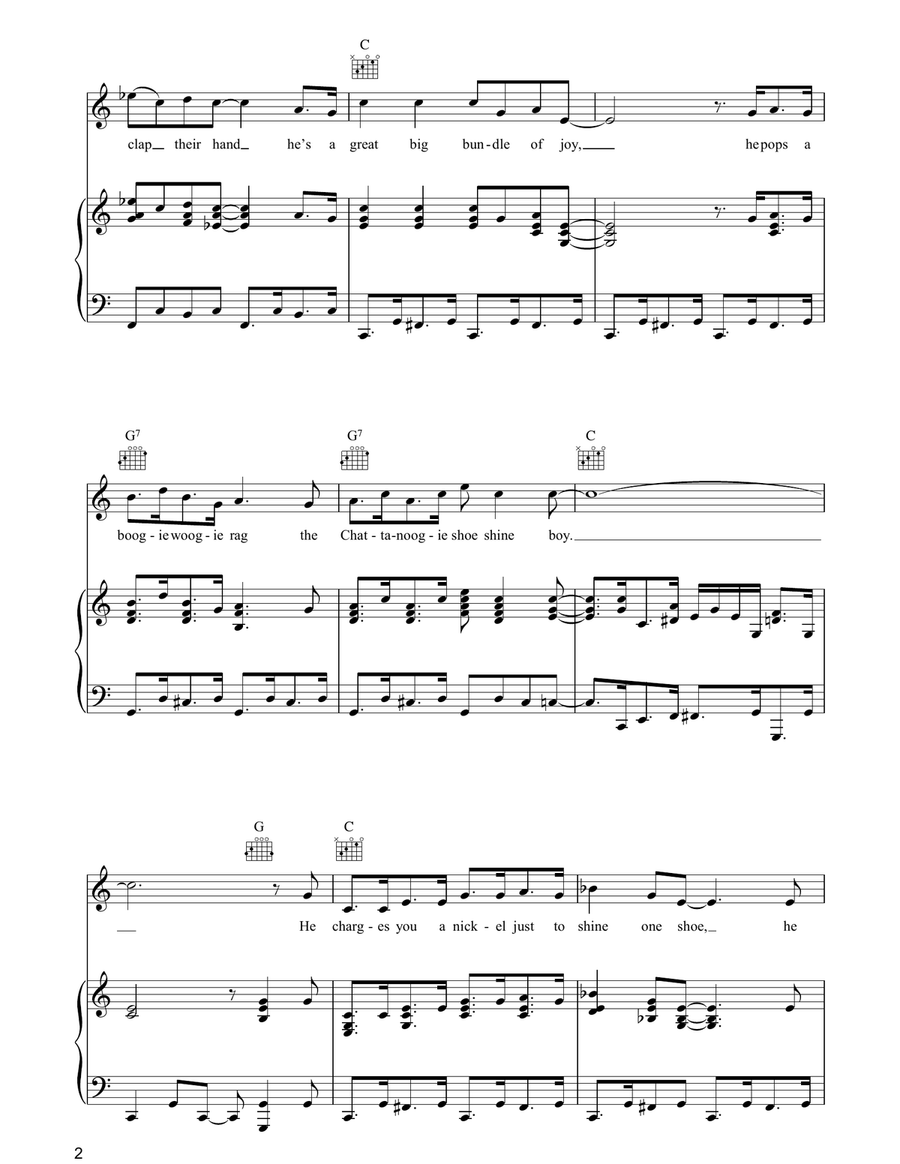 Chattanoogie Shoe Shine Boy Piano, Vocal, Guitar scores gallery preview page 2