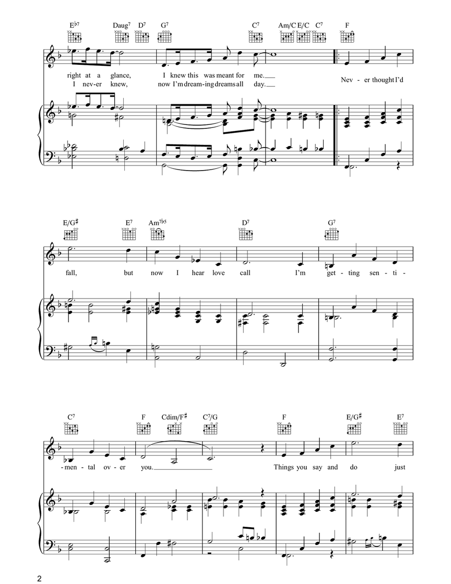 I'm Gettin' Sentimental Over You Piano, Vocal, Guitar scores gallery preview page 2