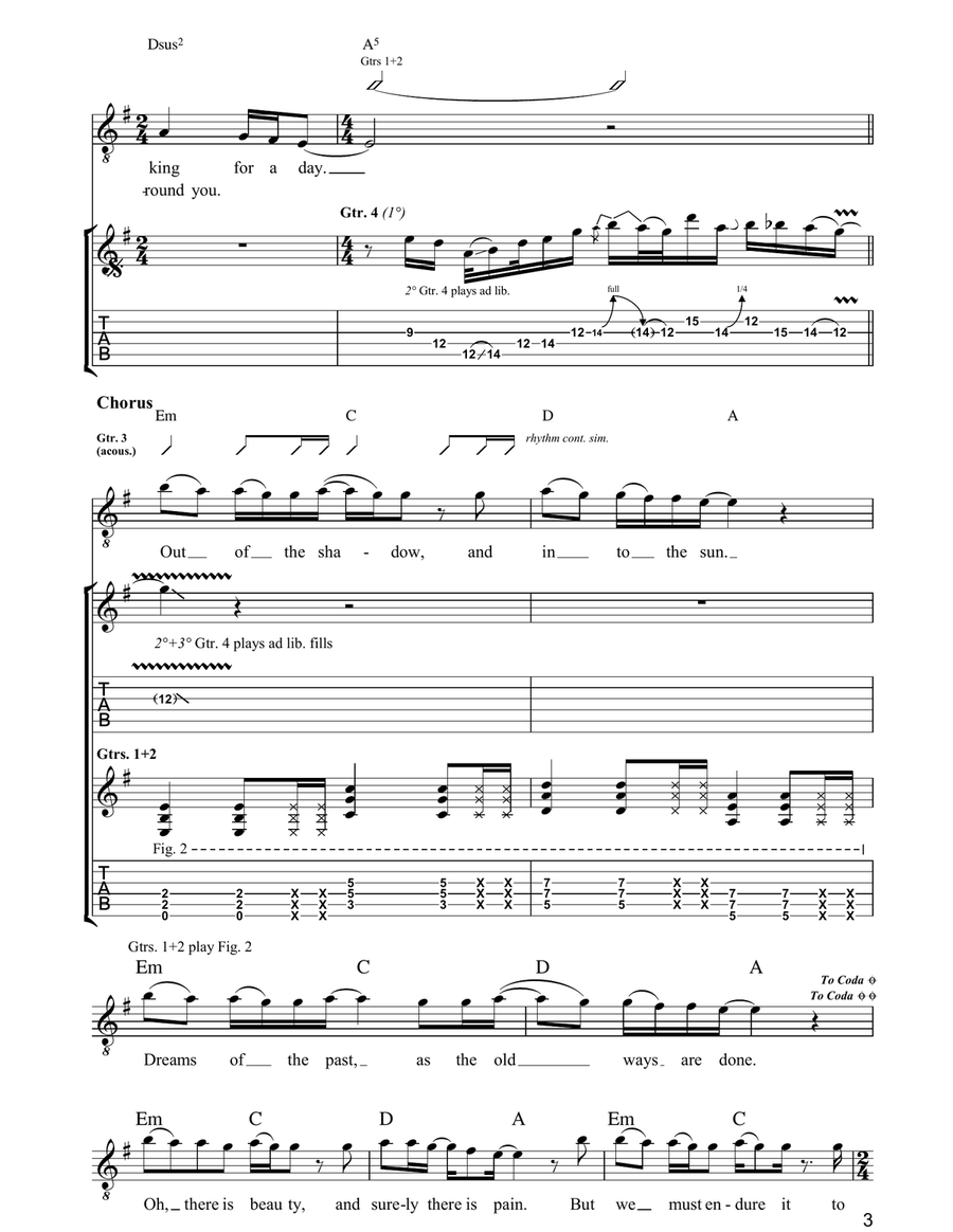 Out Of The Shadows Out Of The Shadows Electric Guitar scores gallery preview page 3
