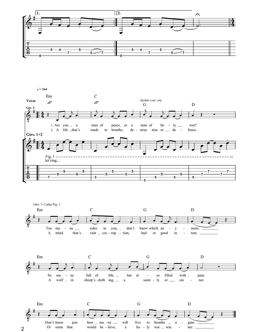 For The Greater Good Of God Electric Guitar scores gallery preview page 2