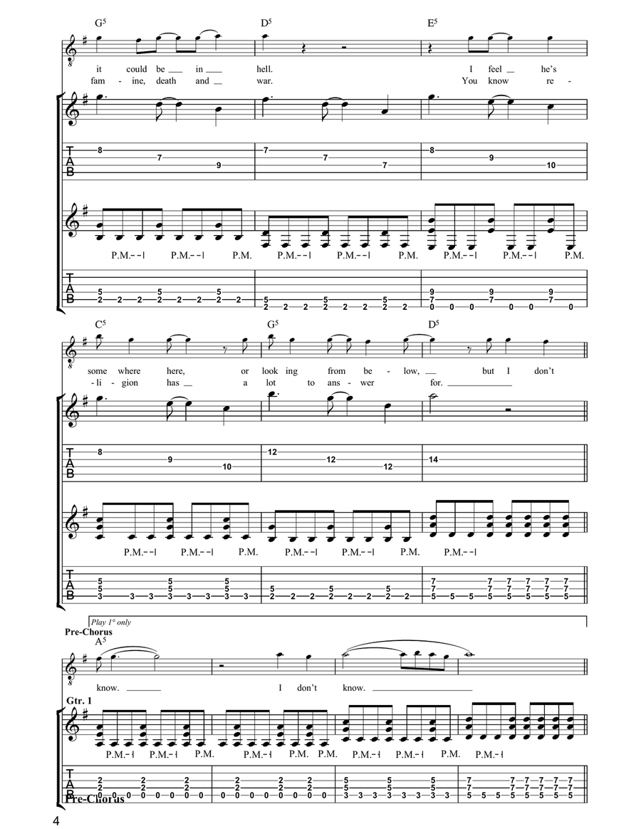 For The Greater Good Of God Electric Guitar scores gallery preview page 4