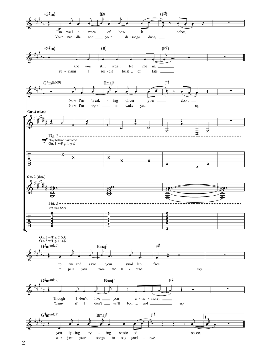 Song To Say Goodbye Song To Say Goodbye Guitar Tablature scores gallery preview page 2