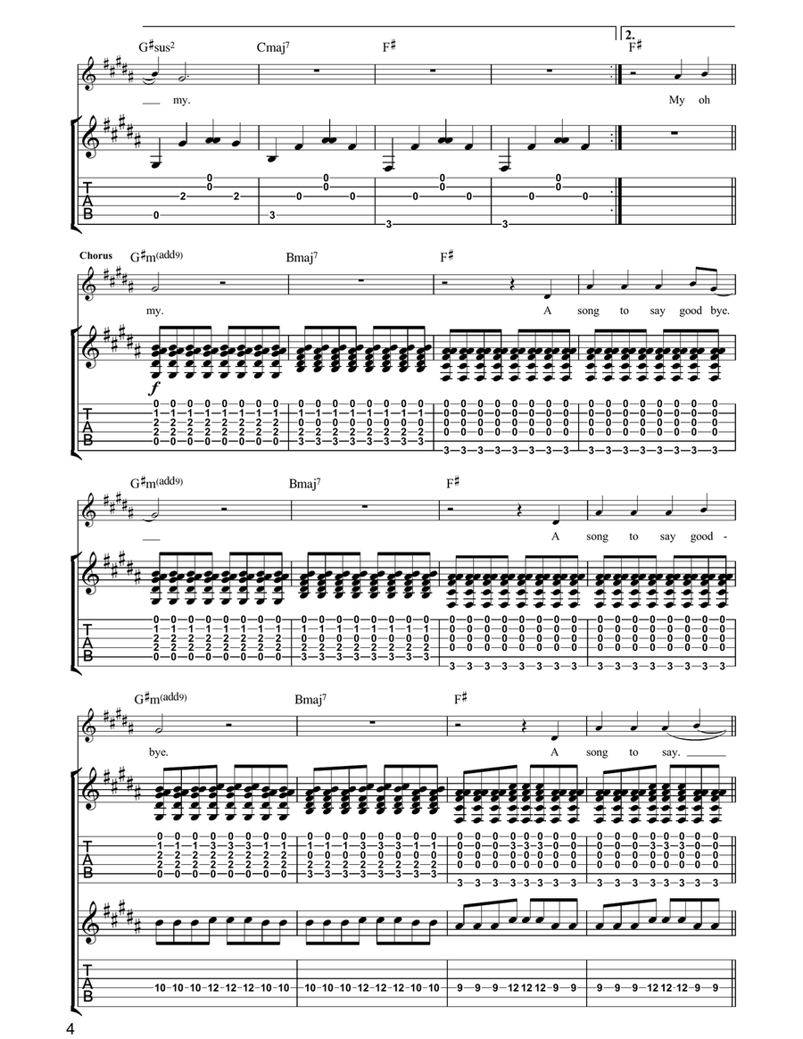 Song To Say Goodbye Song To Say Goodbye Guitar Tablature scores gallery preview page 4