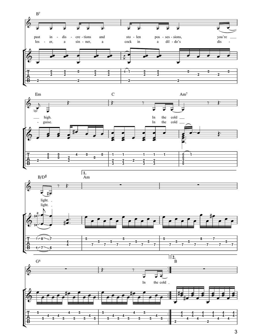 In The Cold Light Of Morning Guitar Tablature scores gallery preview page 3