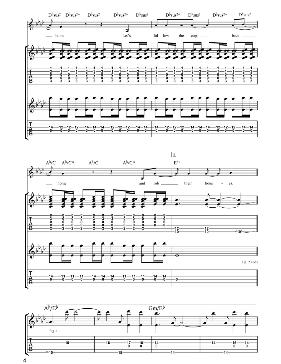 Follow The Cops Back Home Guitar Tablature scores gallery preview page 4