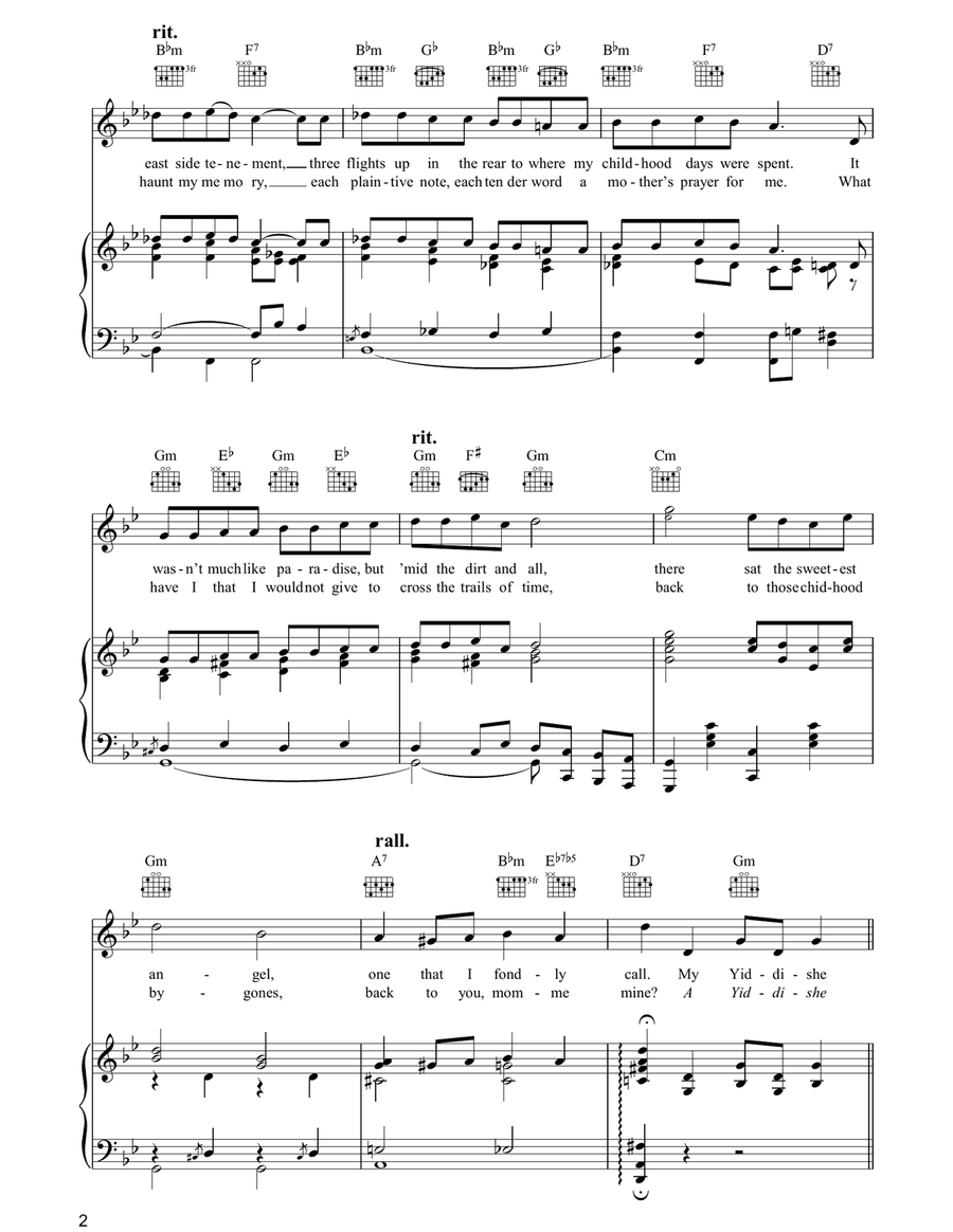 My Yiddishe Momme My Yiddishe Momme Piano, Vocal, Guitar scores gallery preview page 2