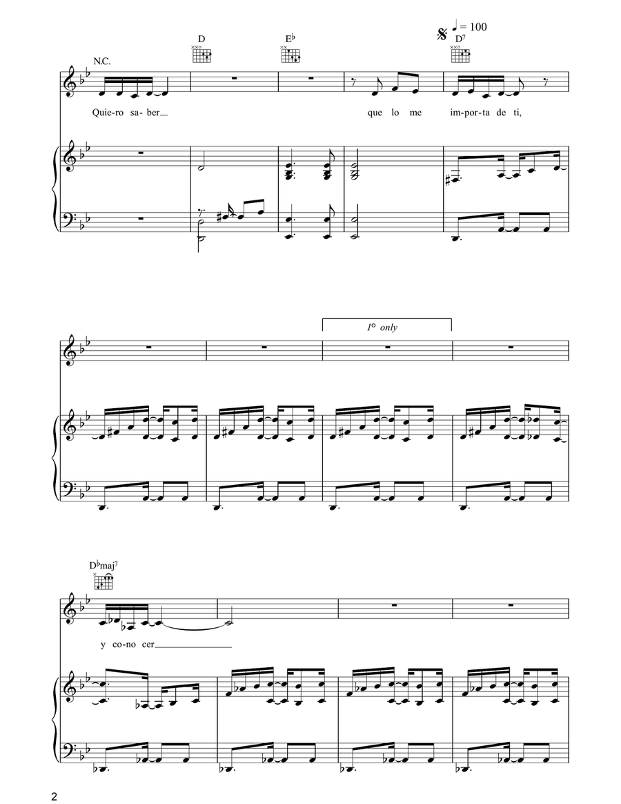 Quiero Saber Quiero Saber Piano, Vocal, Guitar scores gallery preview page 2