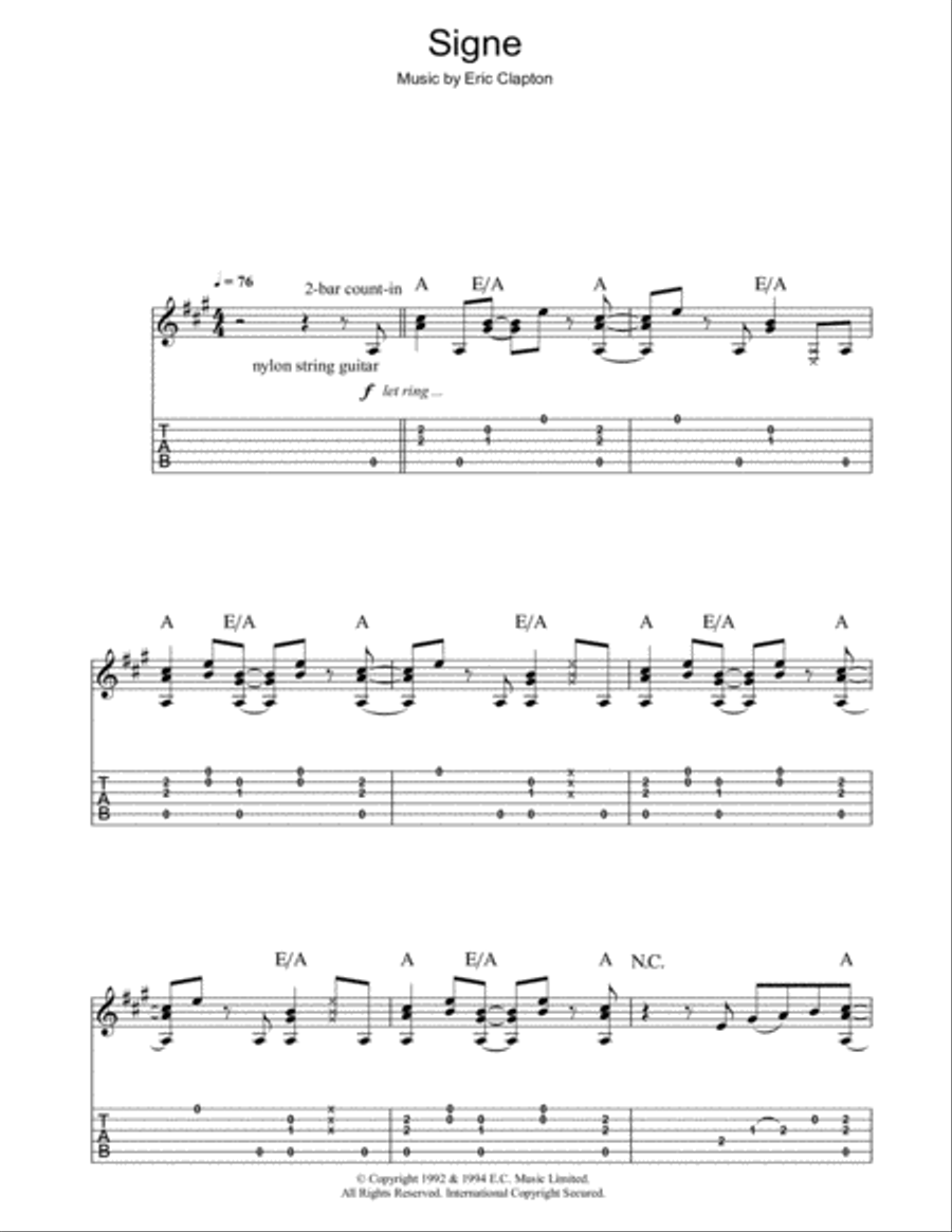 Signe Guitar Tablature scores gallery preview page 1