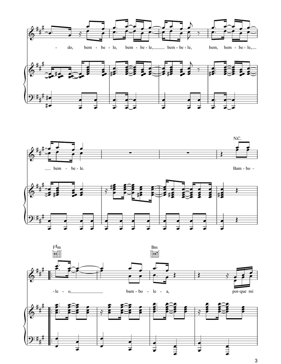 Bamboleo Bamboleo Piano, Vocal, Guitar scores gallery preview page 3