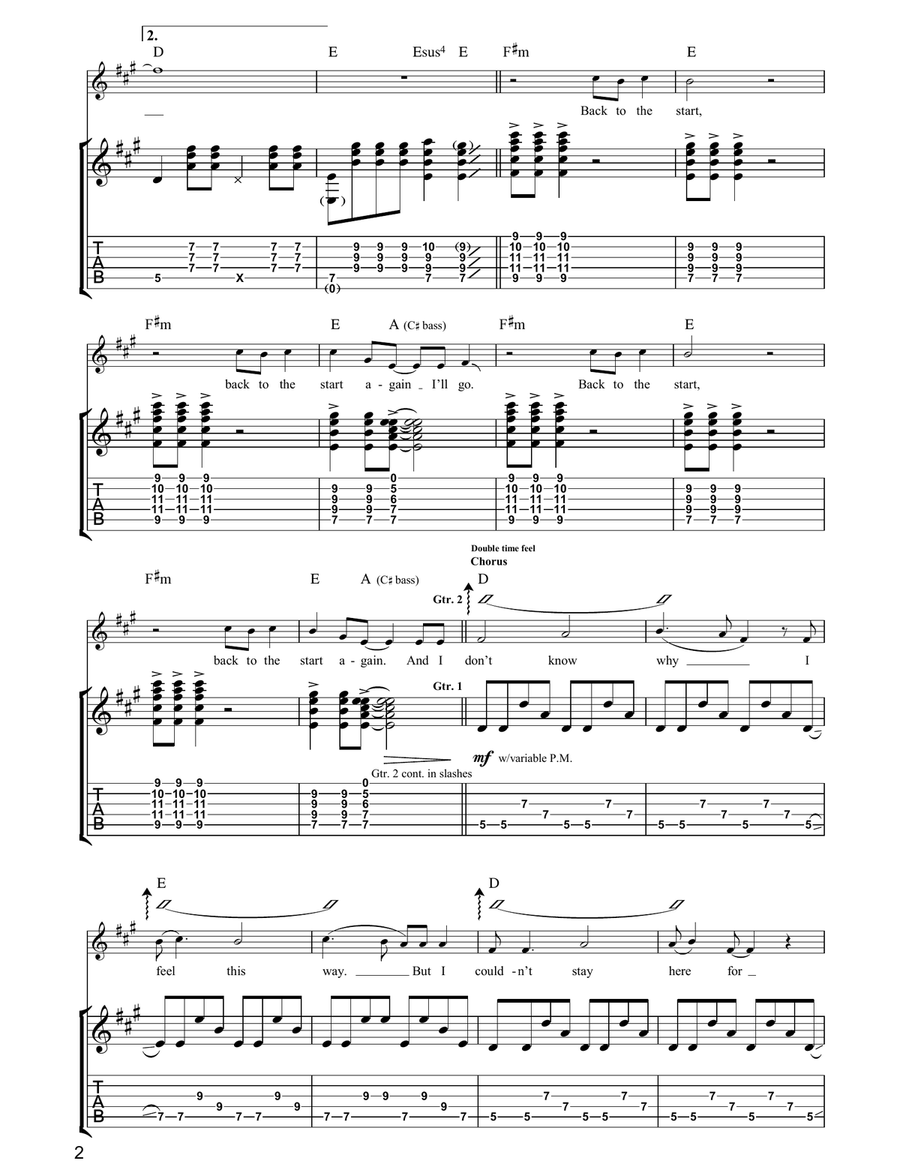 Back To The Start Back To The Start Guitar Tablature scores gallery preview page 2