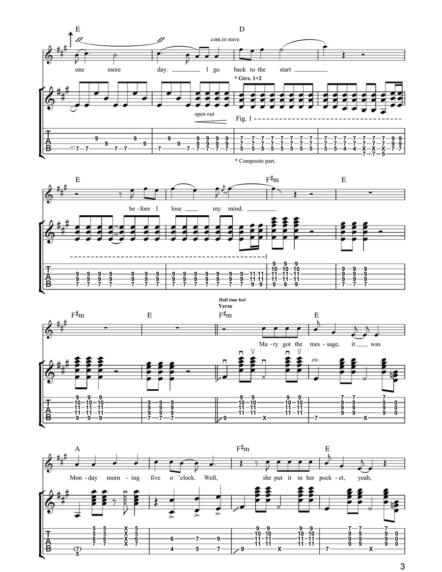 Back To The Start Back To The Start Guitar Tablature scores gallery preview page 3