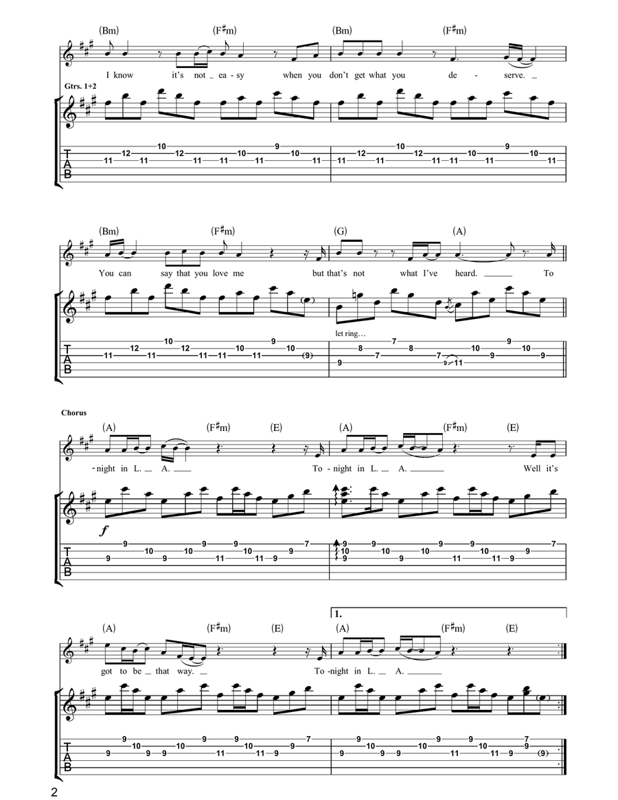 Los Angeles Waltz Los Angeles Waltz Guitar Tablature scores gallery preview page 2