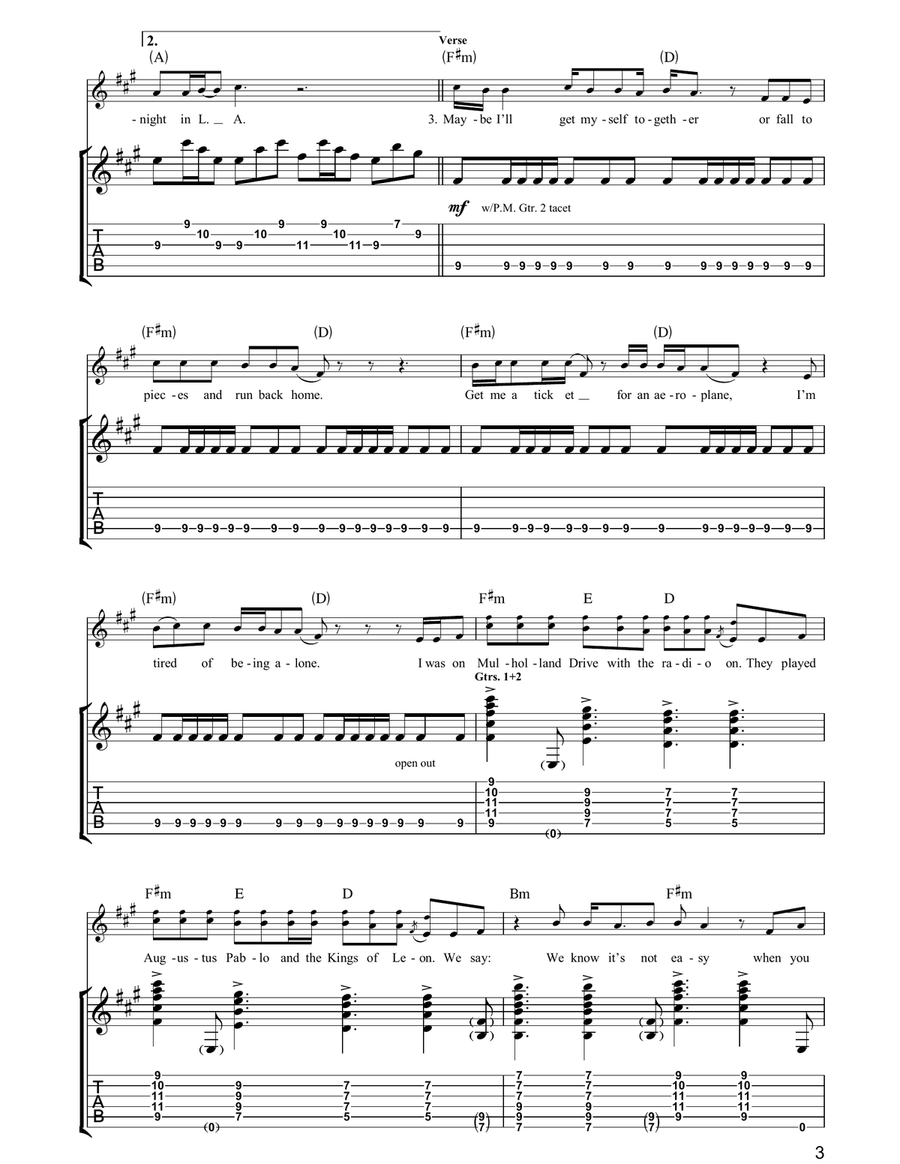 Los Angeles Waltz Los Angeles Waltz Guitar Tablature scores gallery preview page 3
