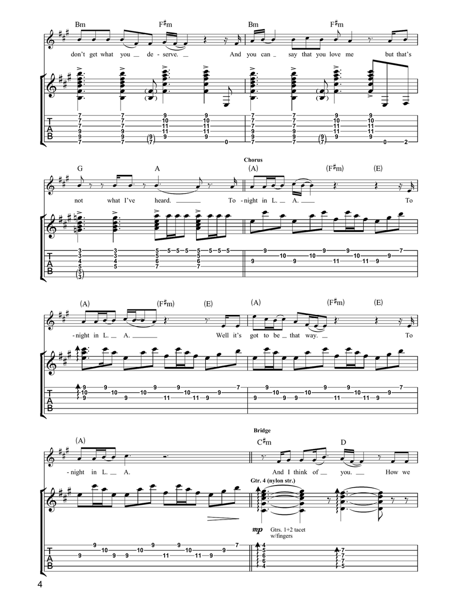 Los Angeles Waltz Los Angeles Waltz Guitar Tablature scores gallery preview page 4