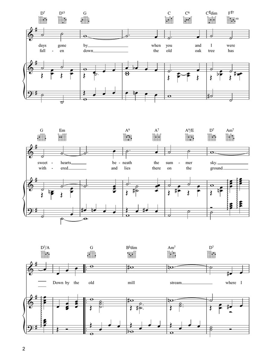 Down By The Old Mill Stream Acoustic Guitar - Digital Sheet Music page 2