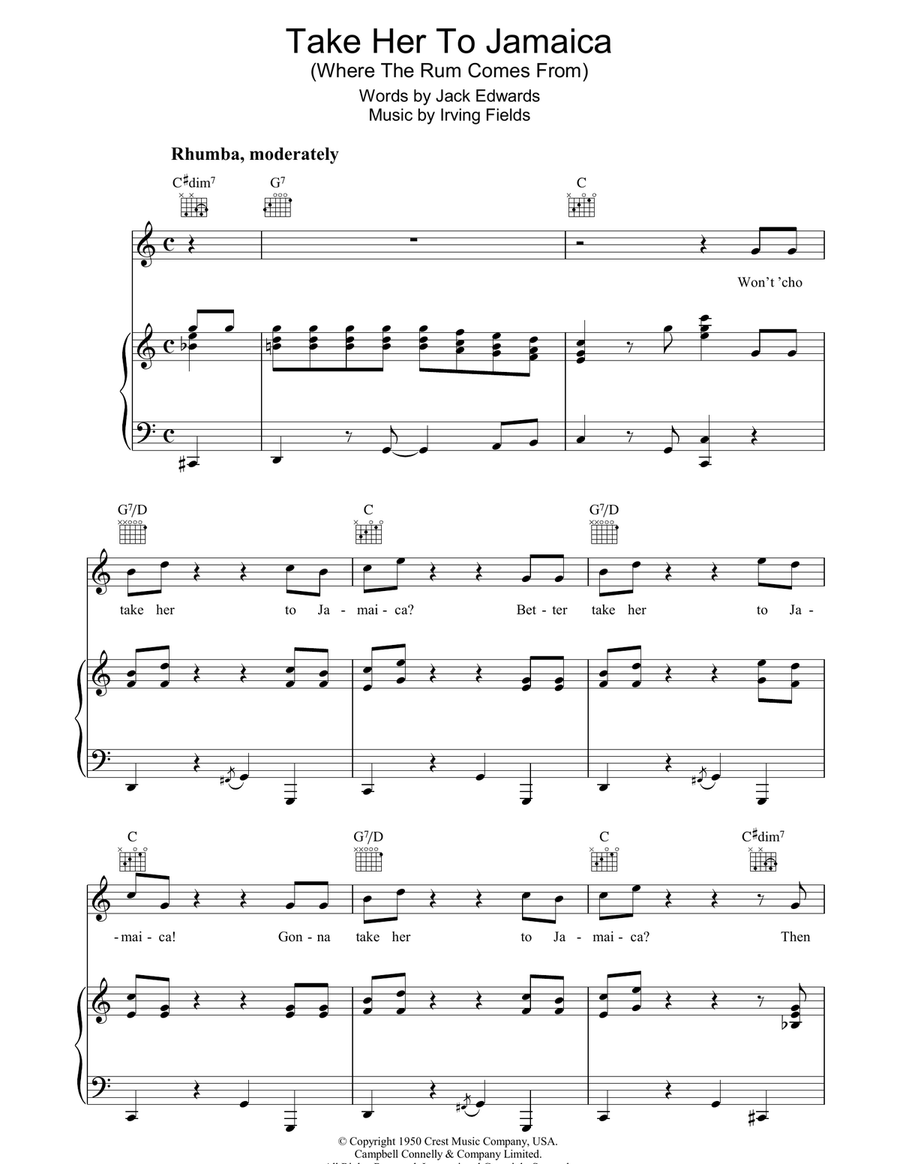 Take Her To Jamaica (Where The Rum Come From) Acoustic Guitar scores gallery preview page 1