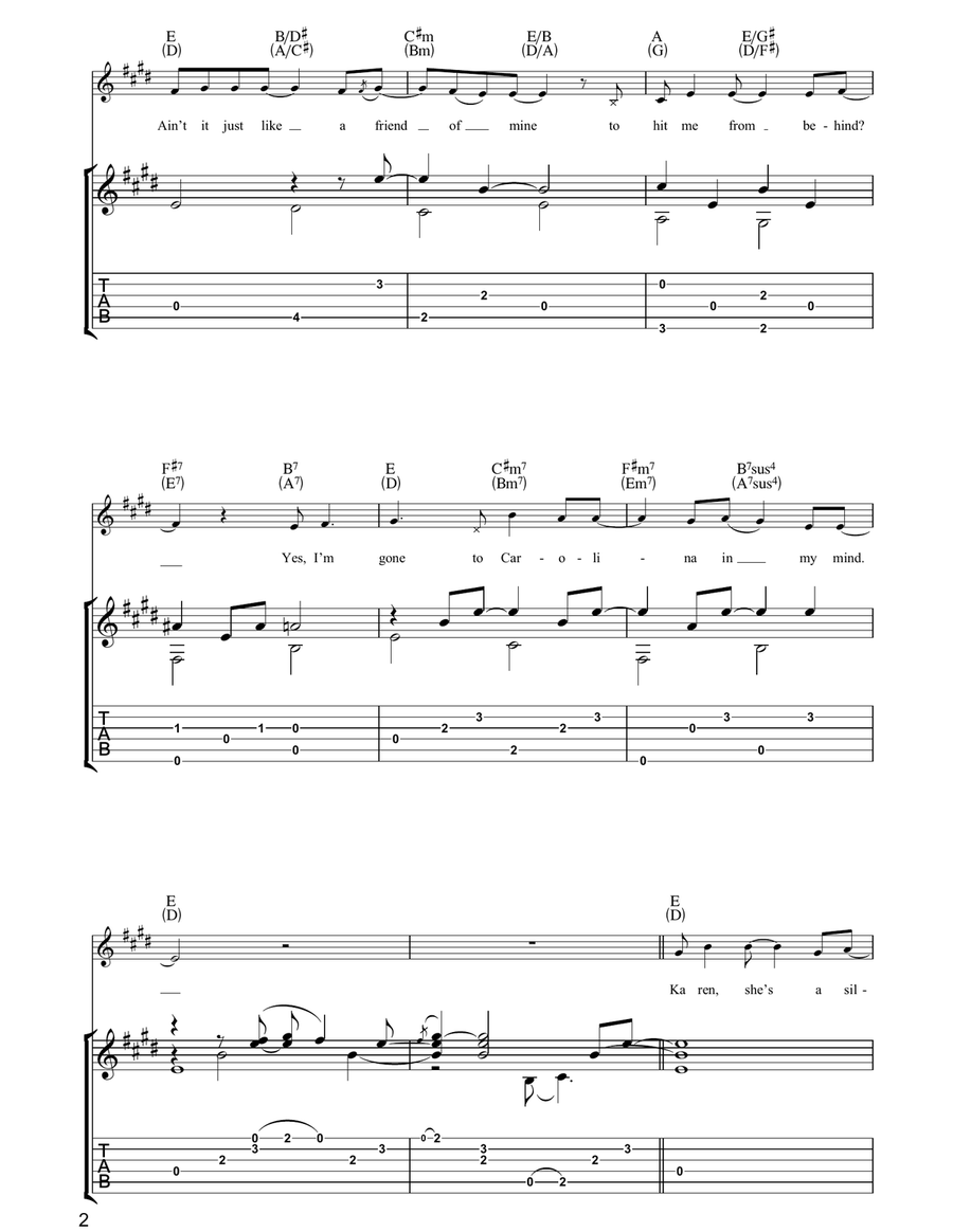 Carolina In My Mind Carolina In My Mind Acoustic Guitar scores gallery preview page 2