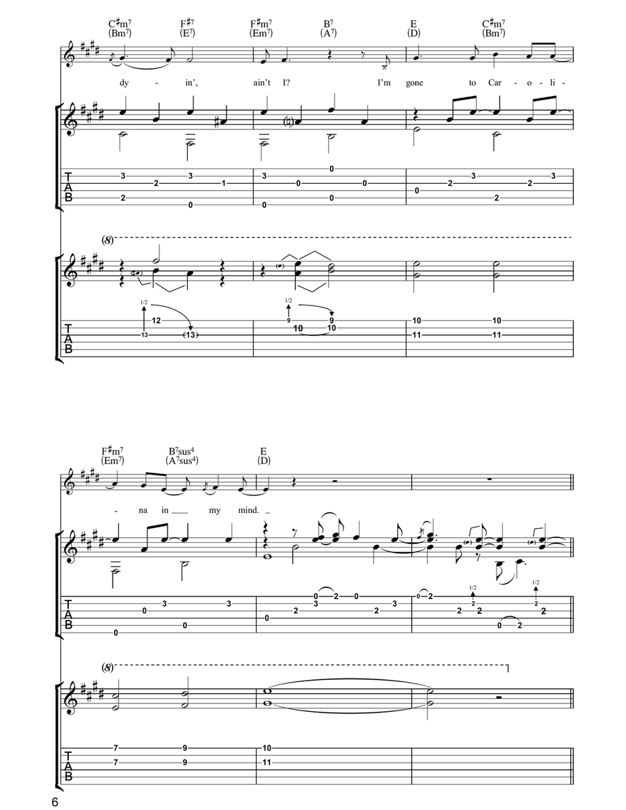 Carolina In My Mind Carolina In My Mind Acoustic Guitar scores gallery preview page 6