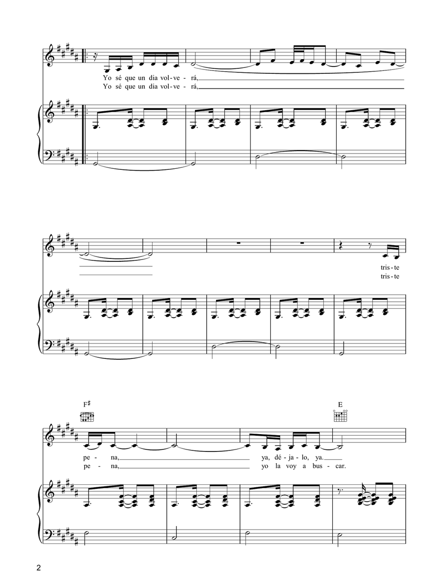 Trista Pena Trista Pena Piano, Vocal, Guitar scores gallery preview page 2