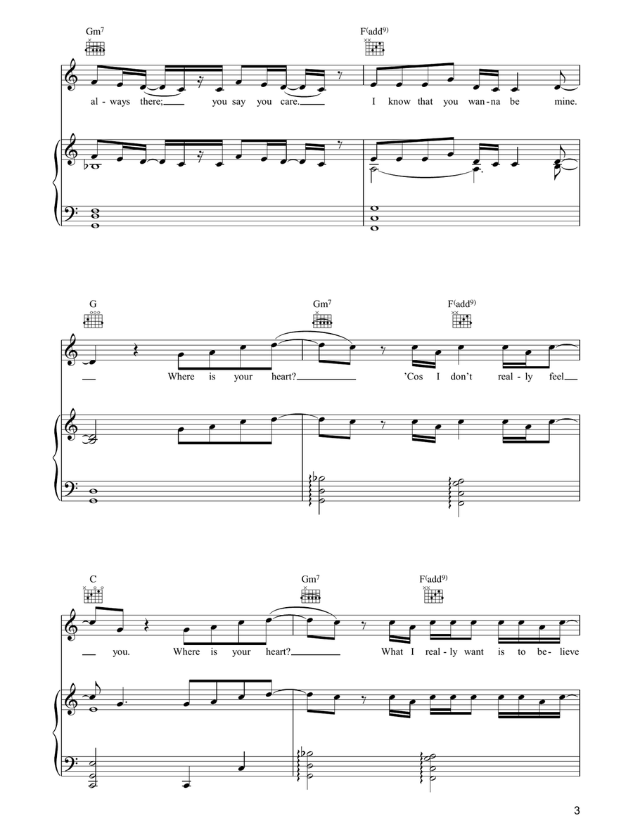 Where Is Your Heart Where Is Your Heart Piano, Vocal, Guitar scores gallery preview page 3