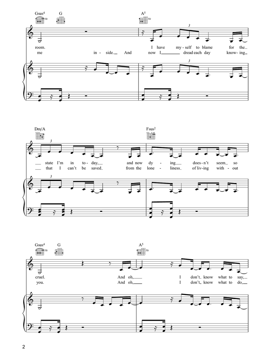 I Hate Myself For Losing You Piano, Vocal, Guitar scores gallery preview page 2