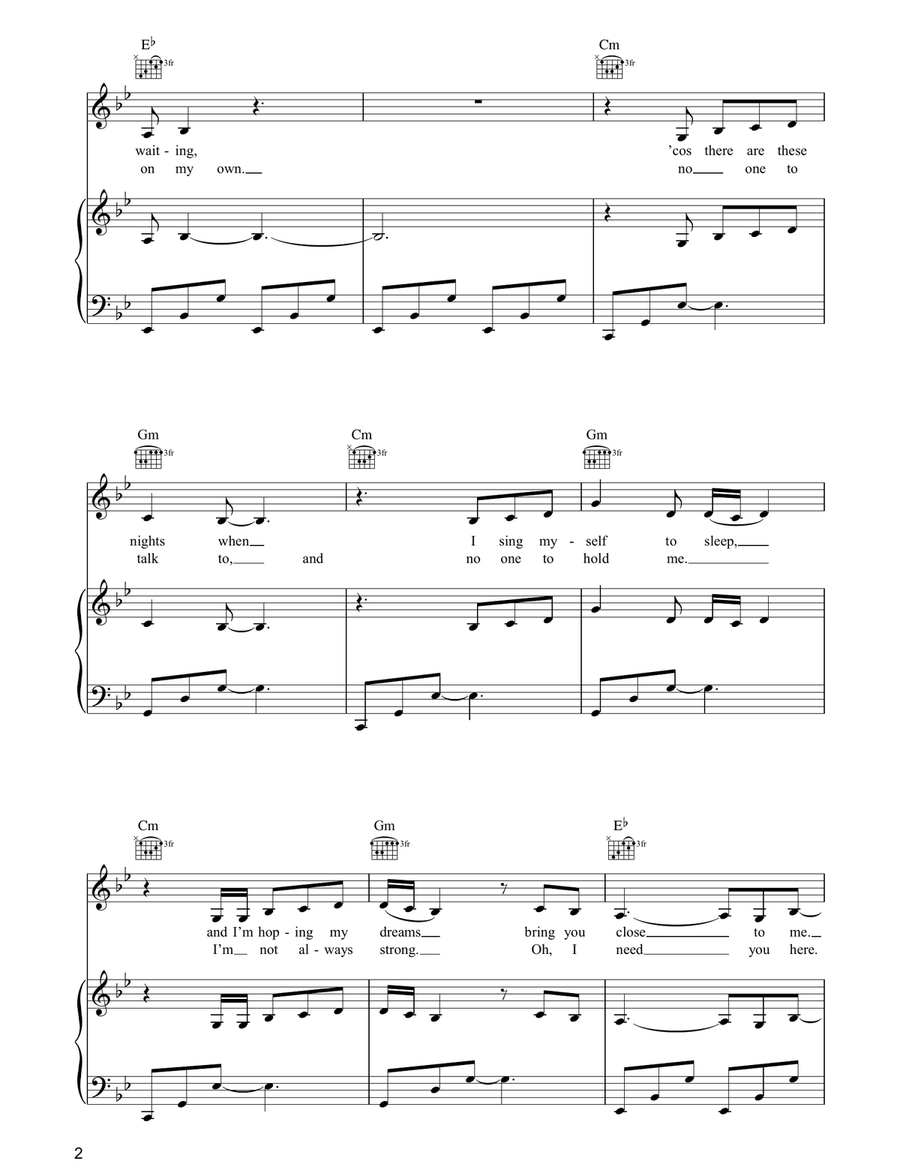 Hear Me Hear Me Piano, Vocal, Guitar scores gallery preview page 2