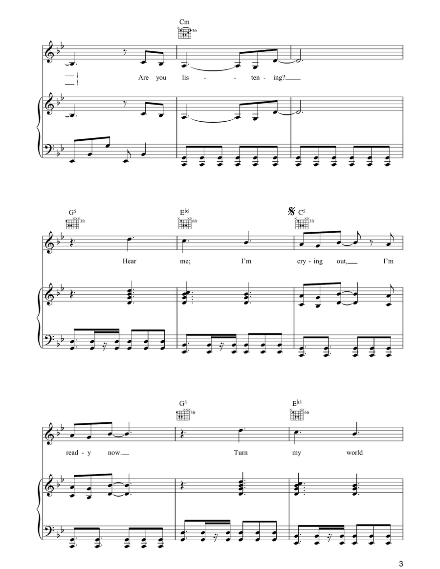 Hear Me Hear Me Piano, Vocal, Guitar scores gallery preview page 3