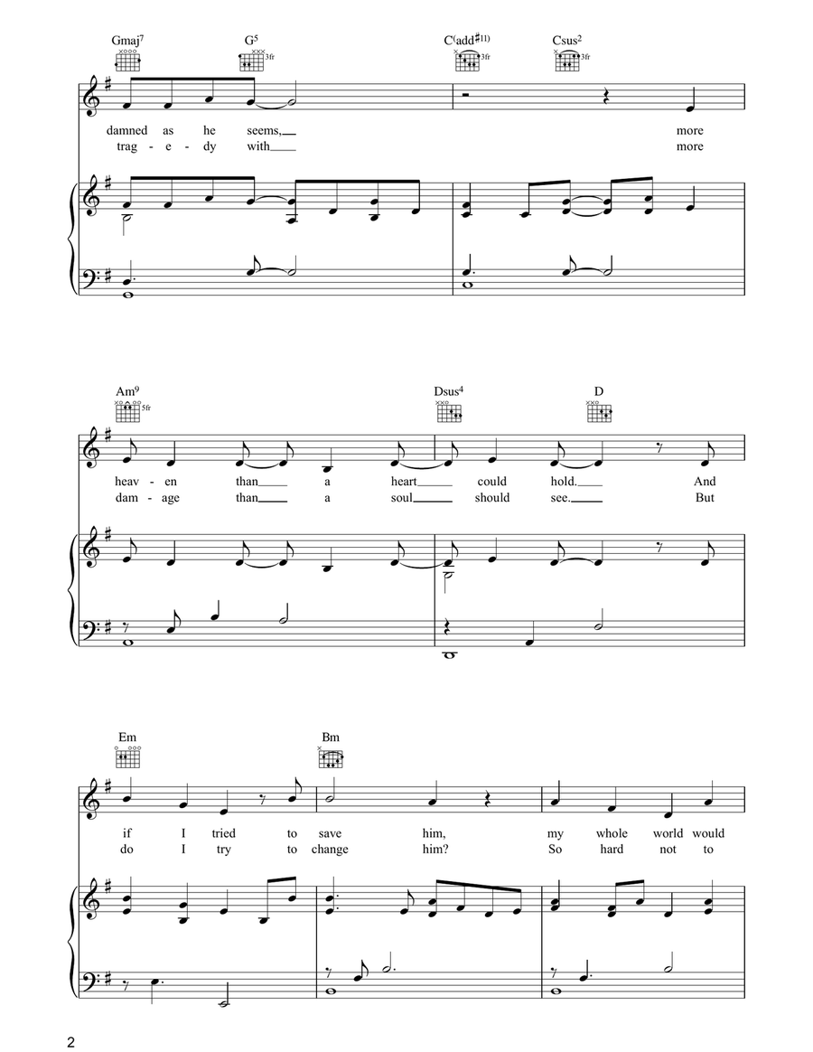 Beautiful Disaster (Live) Piano, Vocal, Guitar scores gallery preview page 2
