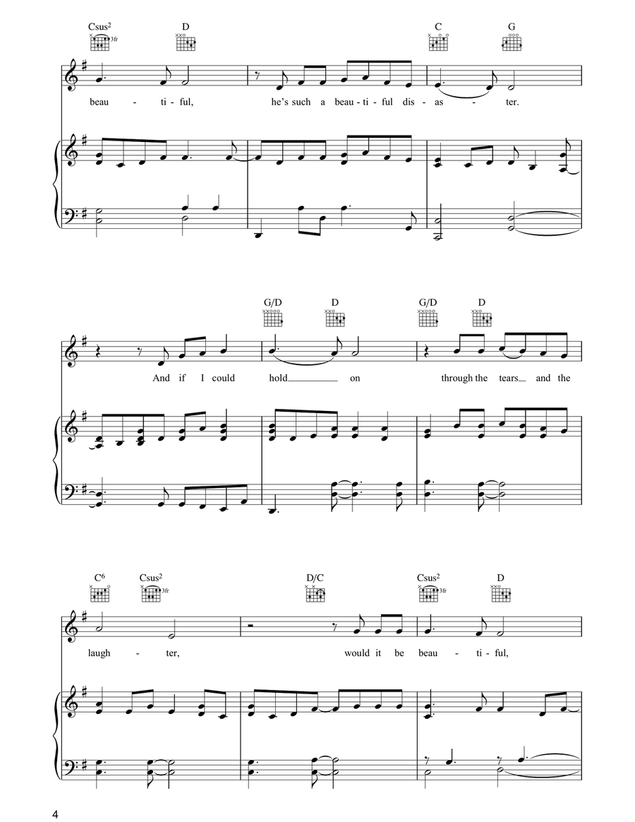 Beautiful Disaster (Live) Piano, Vocal, Guitar scores gallery preview page 4