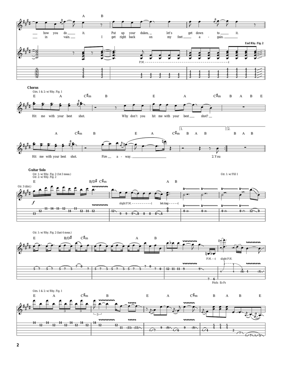 Hit Me With Your Best Shot Acoustic Guitar scores gallery preview page 2