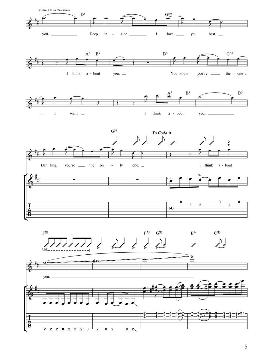 Think About You Think About You Electric Guitar scores gallery preview page 5