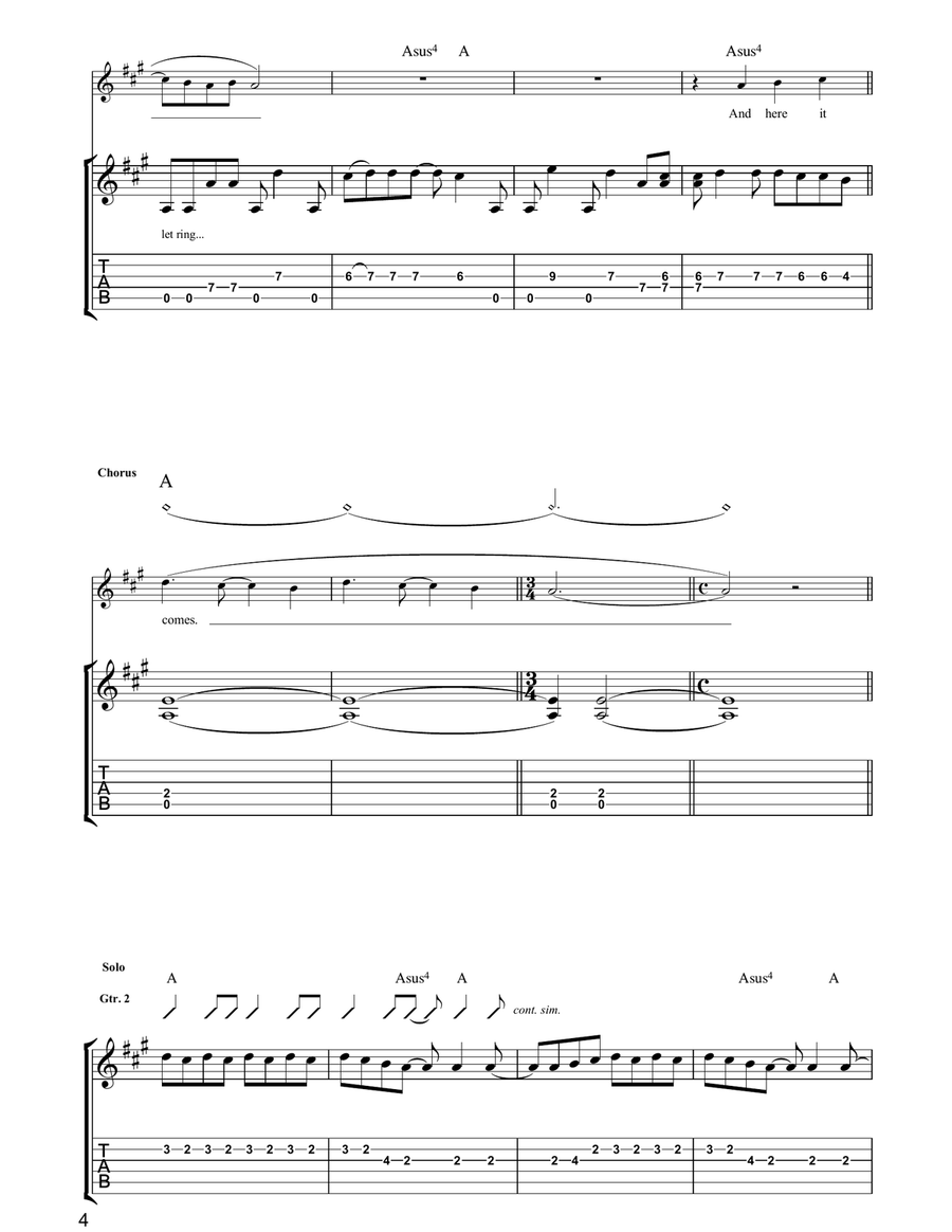 Here It Comes Here It Comes Guitar Tablature scores gallery preview page 4