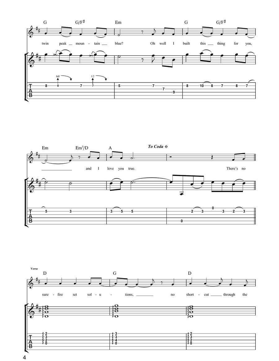 Ten Storey Love Song Ten Storey Love Song Guitar Tablature scores gallery preview page 4