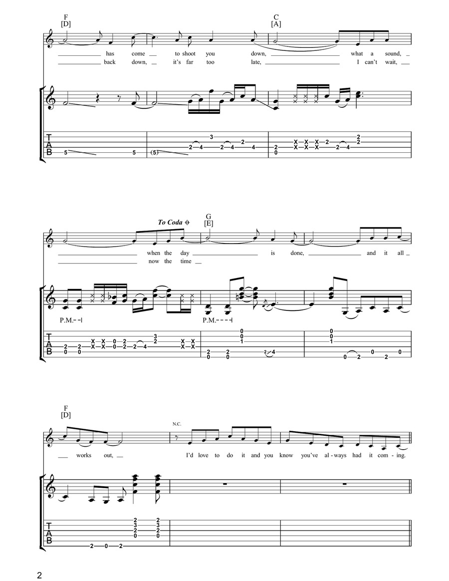 Shoot You Down Shoot You Down Guitar Tablature scores gallery preview page 2