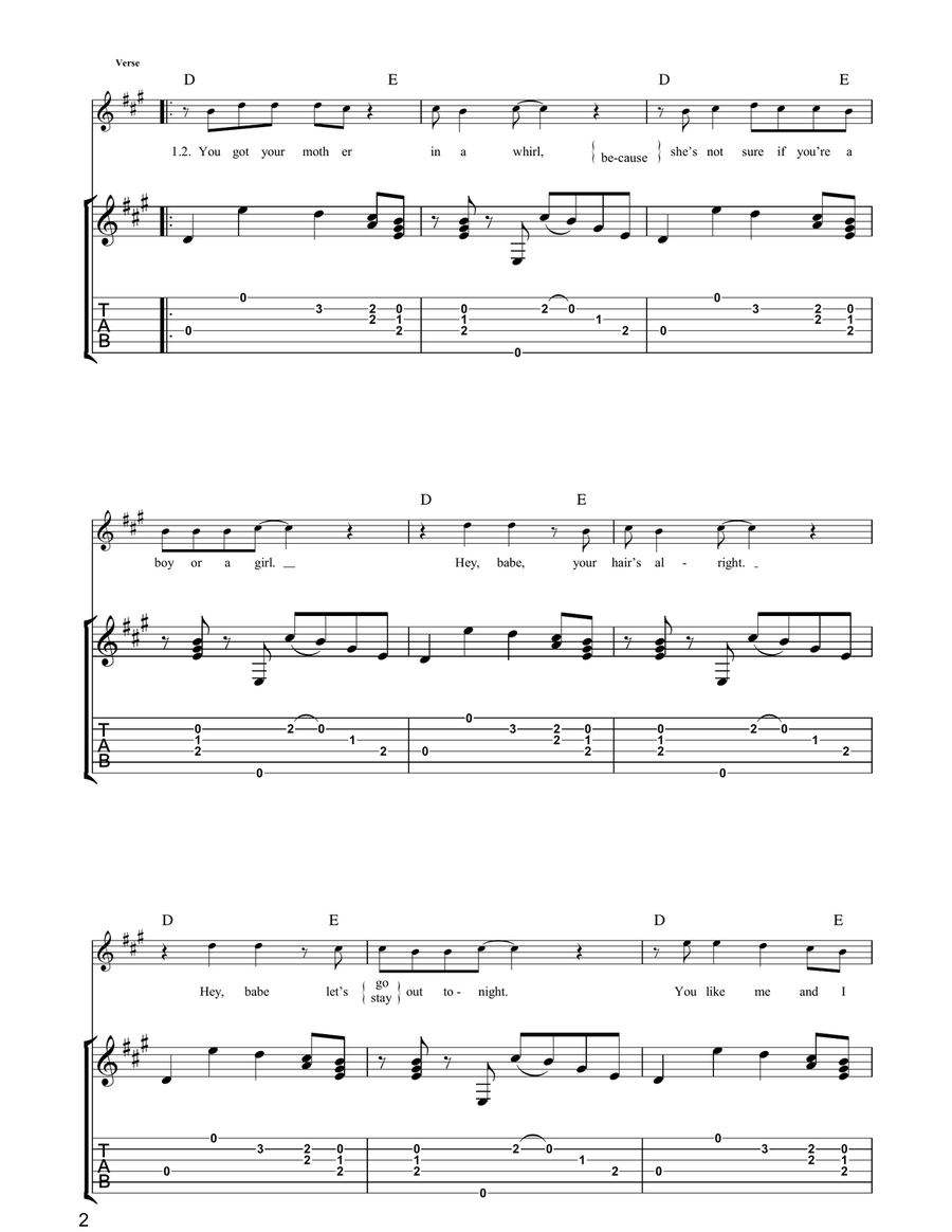 Rebel Rebel Rebel Rebel Guitar Tablature scores gallery preview page 2