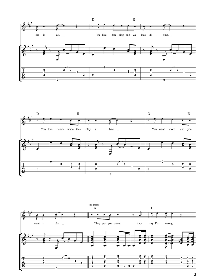 Rebel Rebel Rebel Rebel Guitar Tablature scores gallery preview page 3