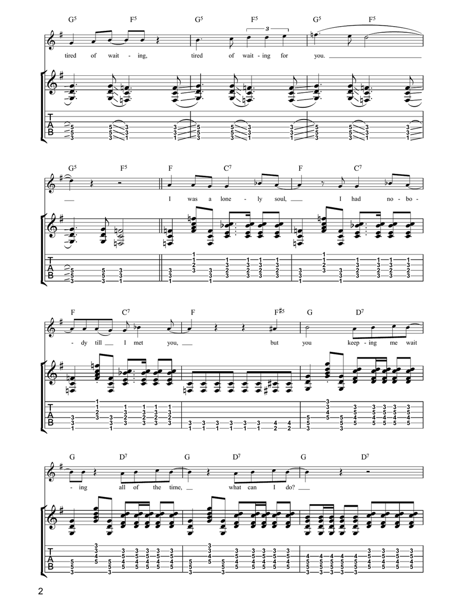 Tired Of Waiting For You Guitar Tablature scores gallery preview page 2