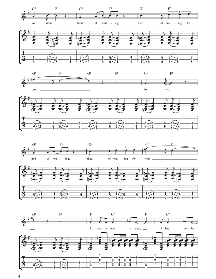 Tired Of Waiting For You Guitar Tablature scores gallery preview page 4