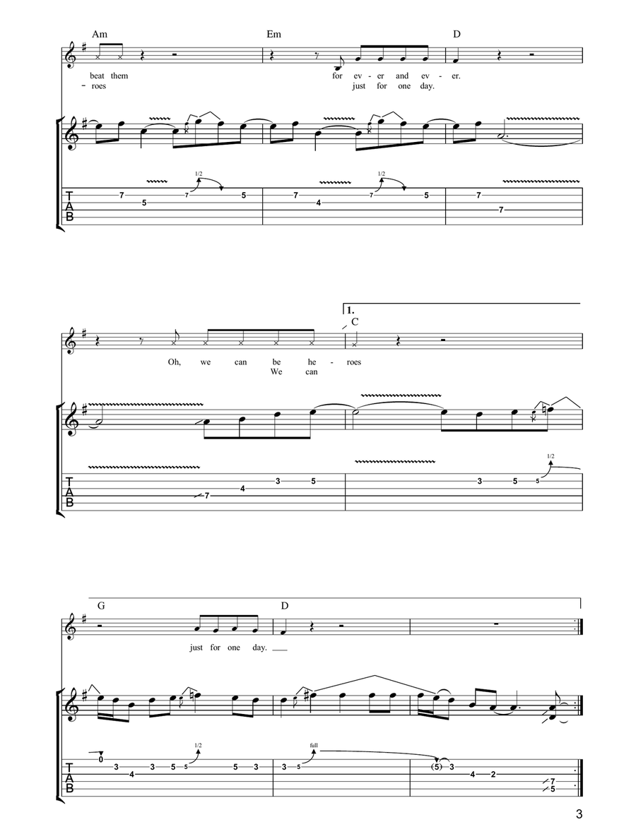 Heroes Heroes Guitar Tablature scores gallery preview page 3