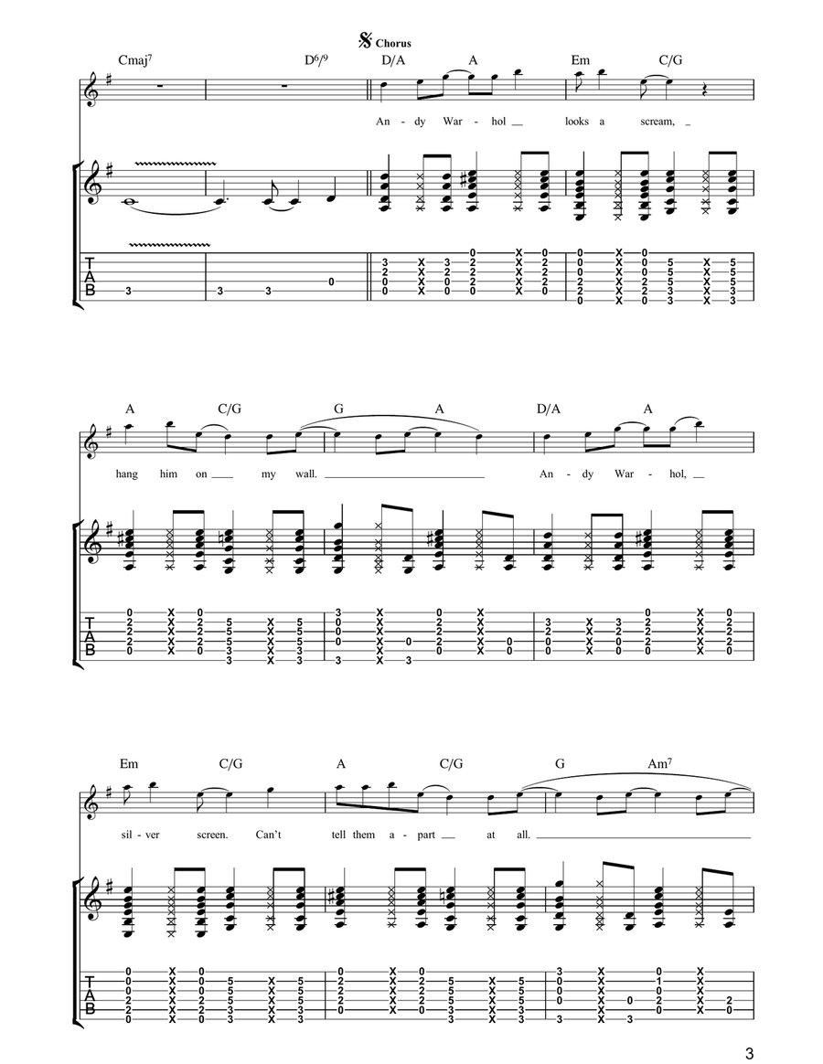 Andy Warhol Andy Warhol Guitar Tablature scores gallery preview page 3