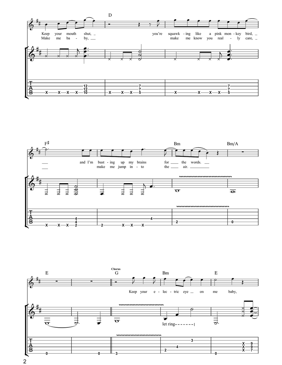 Moonage Daydream Moonage Daydream Guitar Tablature scores gallery preview page 2