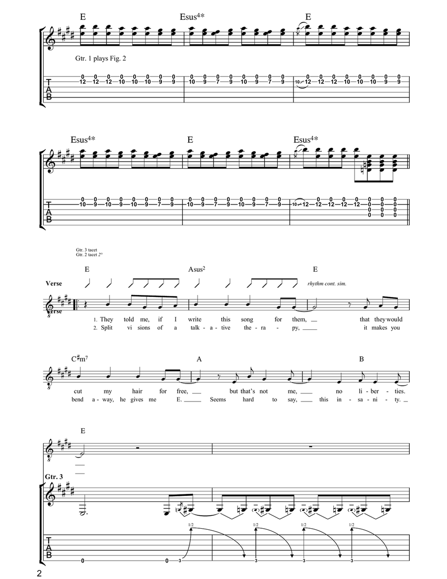 Wasted Little DJs Wasted Little DJs Guitar Tablature scores gallery preview page 2